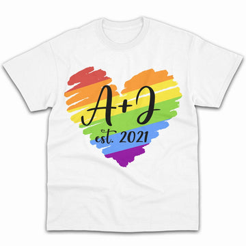 LGBT Love Heart - Personalized Anniversary or Valentine's Day gift for him for her - Custom Tshirt - Elizabeth Fashions
