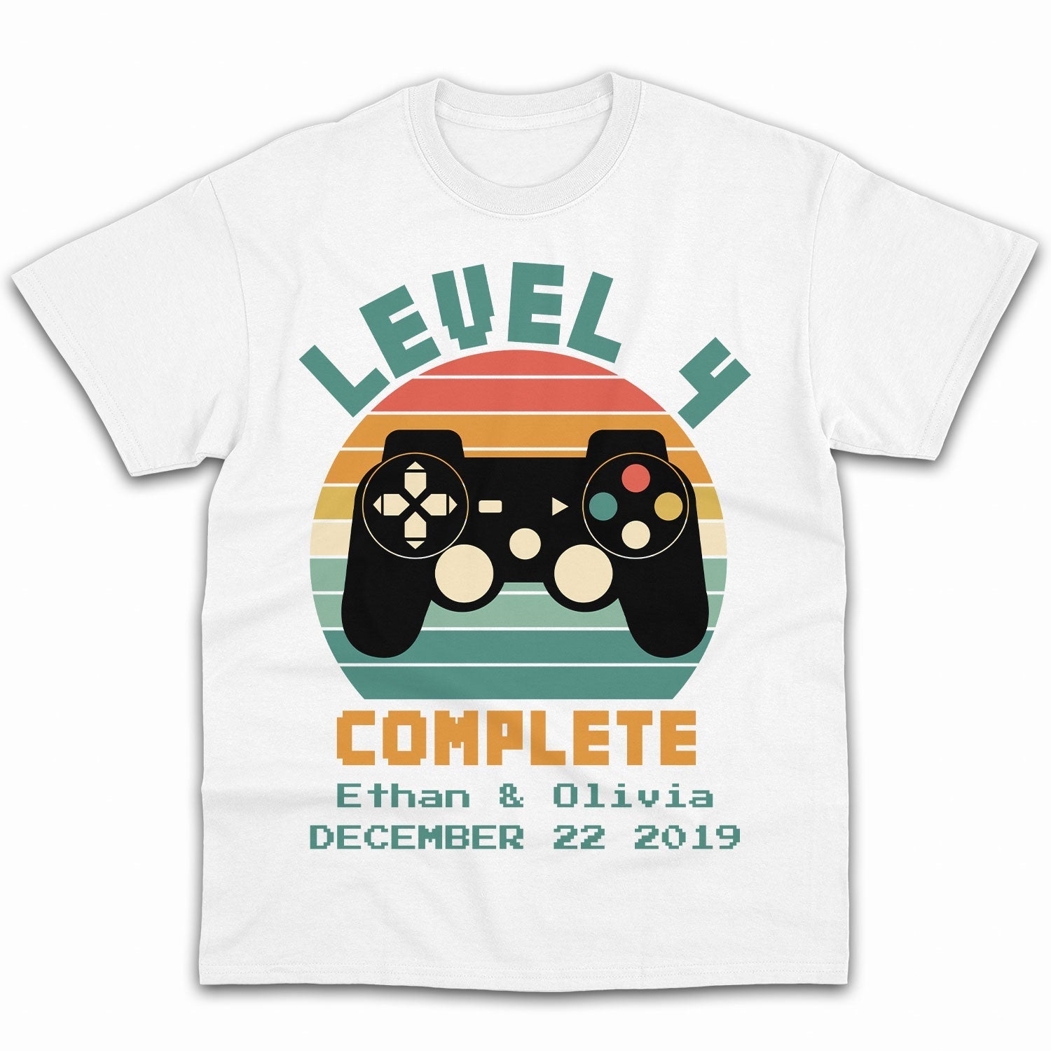 Level 4 Complete - Personalized 4 Year Anniversary gift for him for her - Custom Tshirt - Elizabeth Fashions