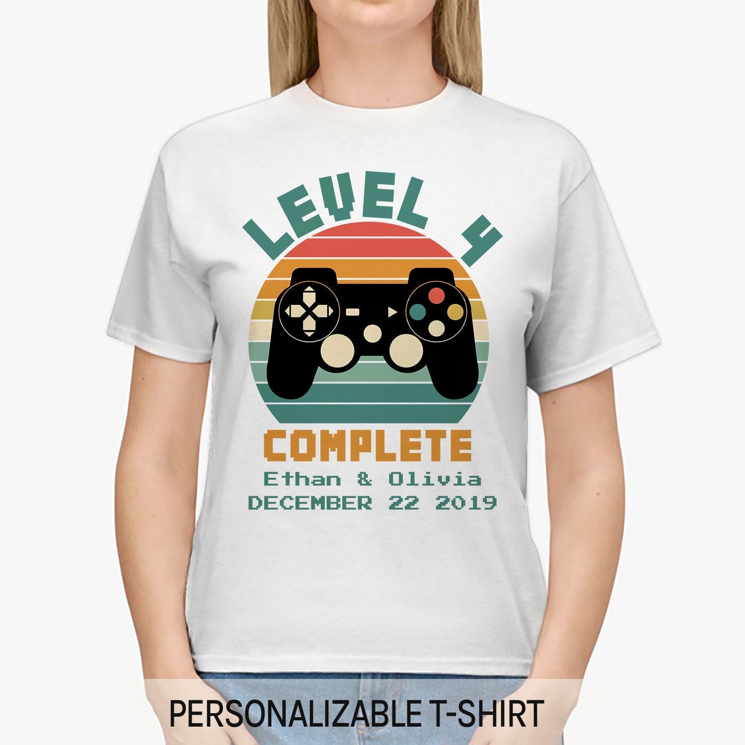 Level 4 Complete - Personalized 4 Year Anniversary gift for him for her - Custom Tshirt - Elizabeth Fashions