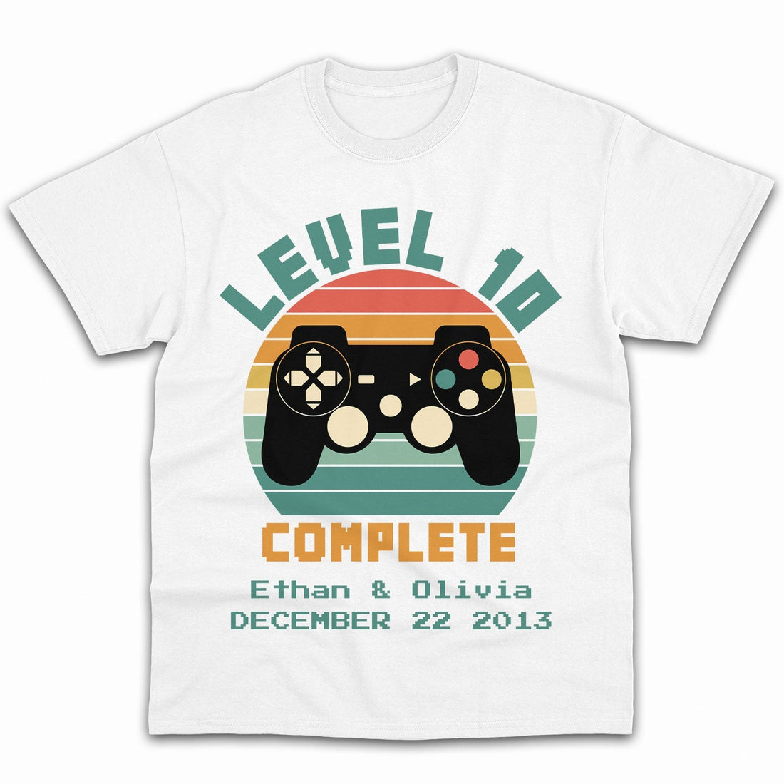 Level 10 Complete - Personalized 10 Year Anniversary gift for him for her - Custom Tshirt - Elizabeth Fashions