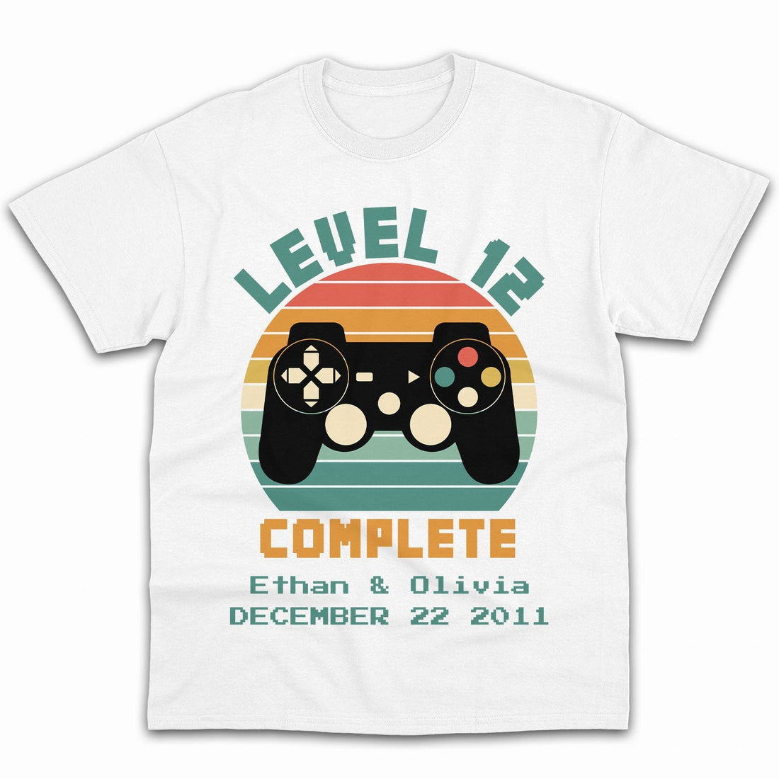 Level 12 Complete - Personalized 12 Year Anniversary gift for him for her - Custom Tshirt - Elizabeth Fashions