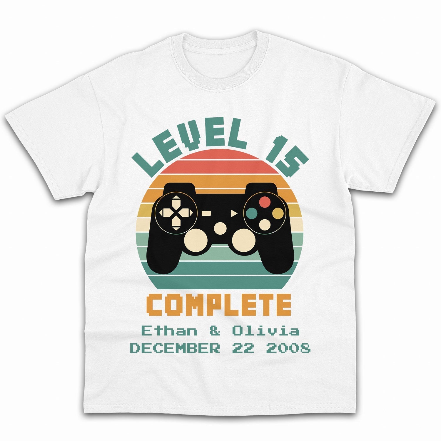 Level 15 Complete - Personalized 15 Year Anniversary gift for him for her - Custom Tshirt - Elizabeth Fashions