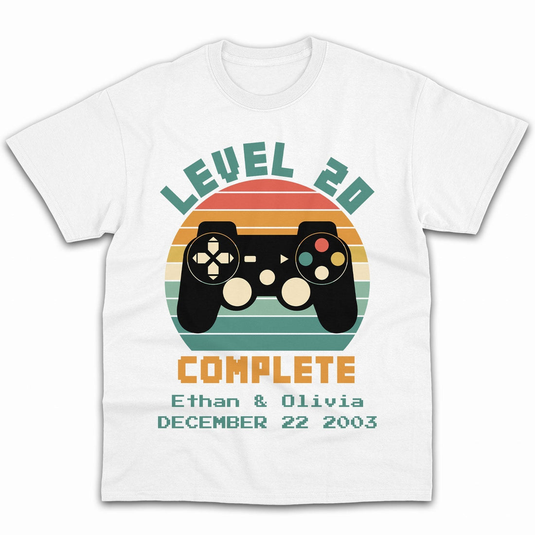 Level 20 Complete - Personalized 20 Year Anniversary gift for him for her - Custom Tshirt - Elizabeth Fashions