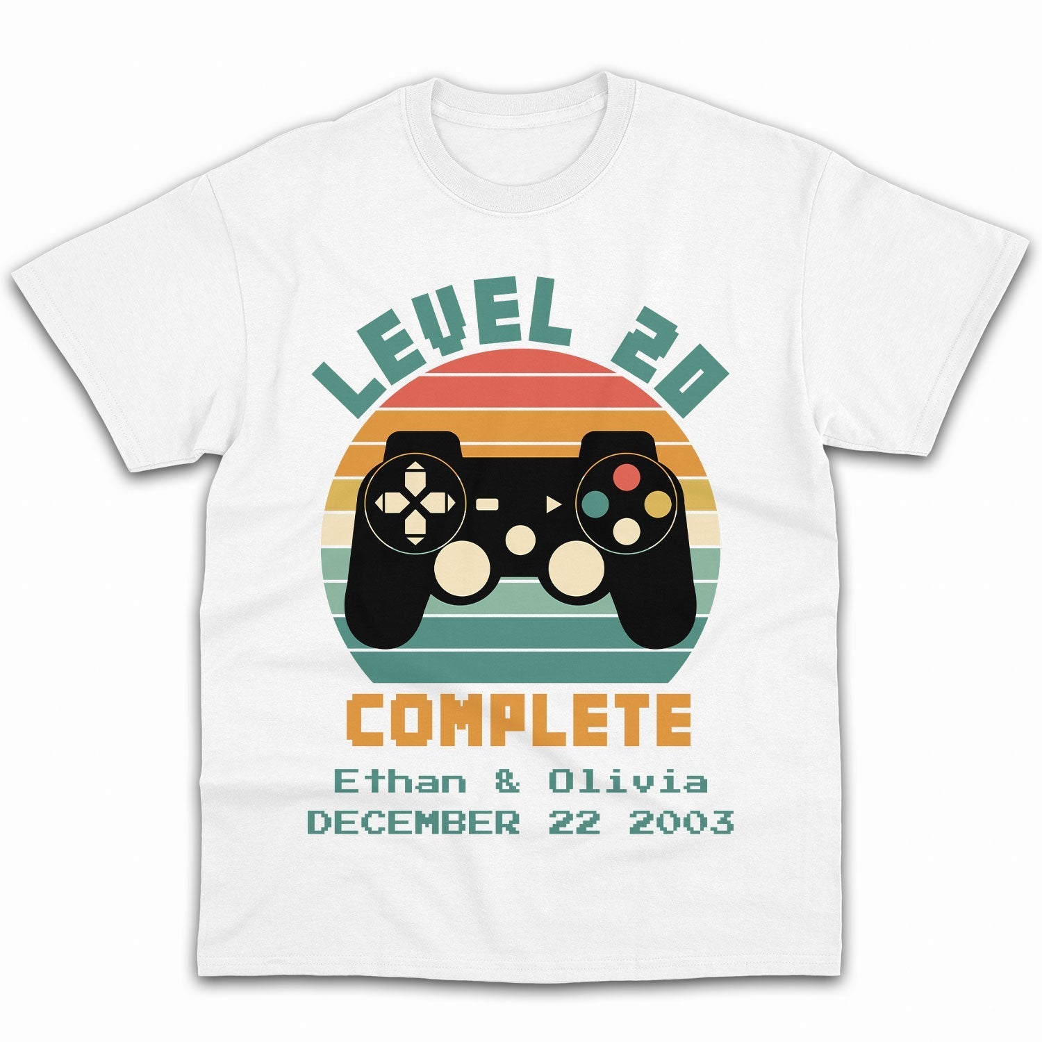 Level 20 Complete - Personalized 20 Year Anniversary gift for him for her - Custom Tshirt - Elizabeth Fashions