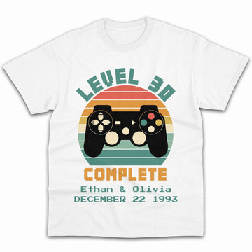 Level 30 Complete - Personalized 30 Year Anniversary gift for him for her - Custom Tshirt - Elizabeth Fashions