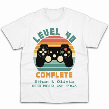 Level 40 Complete - Personalized 40 Year Anniversary gift for him for her - Custom Tshirt - Elizabeth Fashions