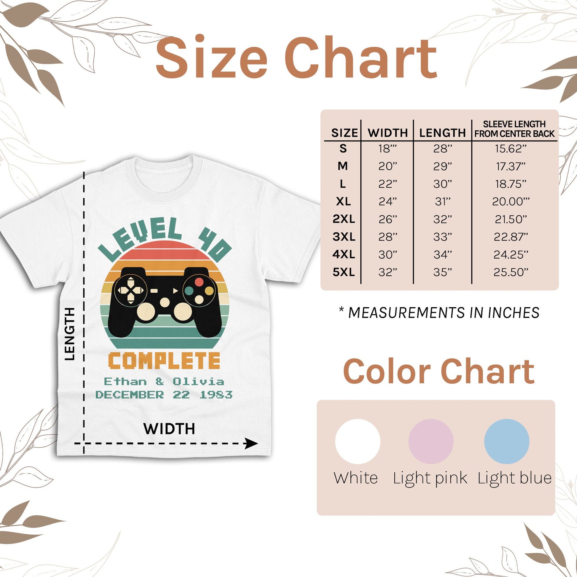 Level 40 Complete - Personalized 40 Year Anniversary gift for him for her - Custom Tshirt - Elizabeth Fashions