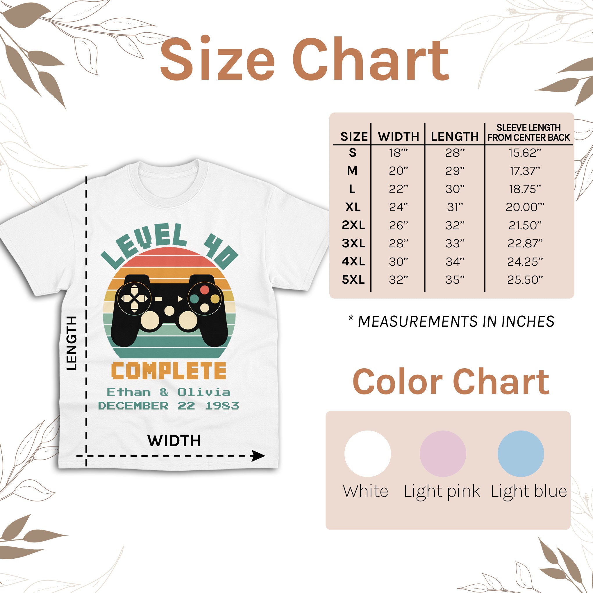 Level 40 Complete - Personalized 40 Year Anniversary gift for him for her - Custom Tshirt - Elizabeth Fashions