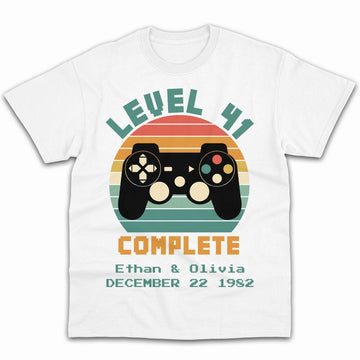 Level 41 Complete - Personalized 41 Year Anniversary gift for him for her - Custom Tshirt - Elizabeth Fashions