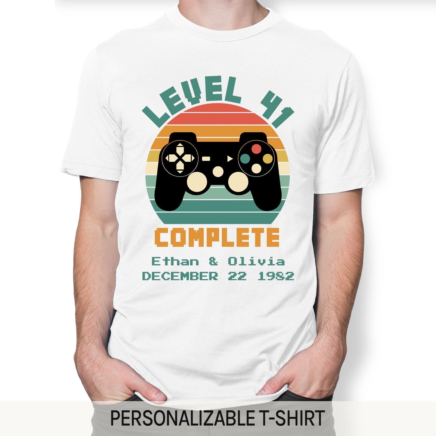 Level 41 Complete - Personalized 41 Year Anniversary gift for him for her - Custom Tshirt - Elizabeth Fashions