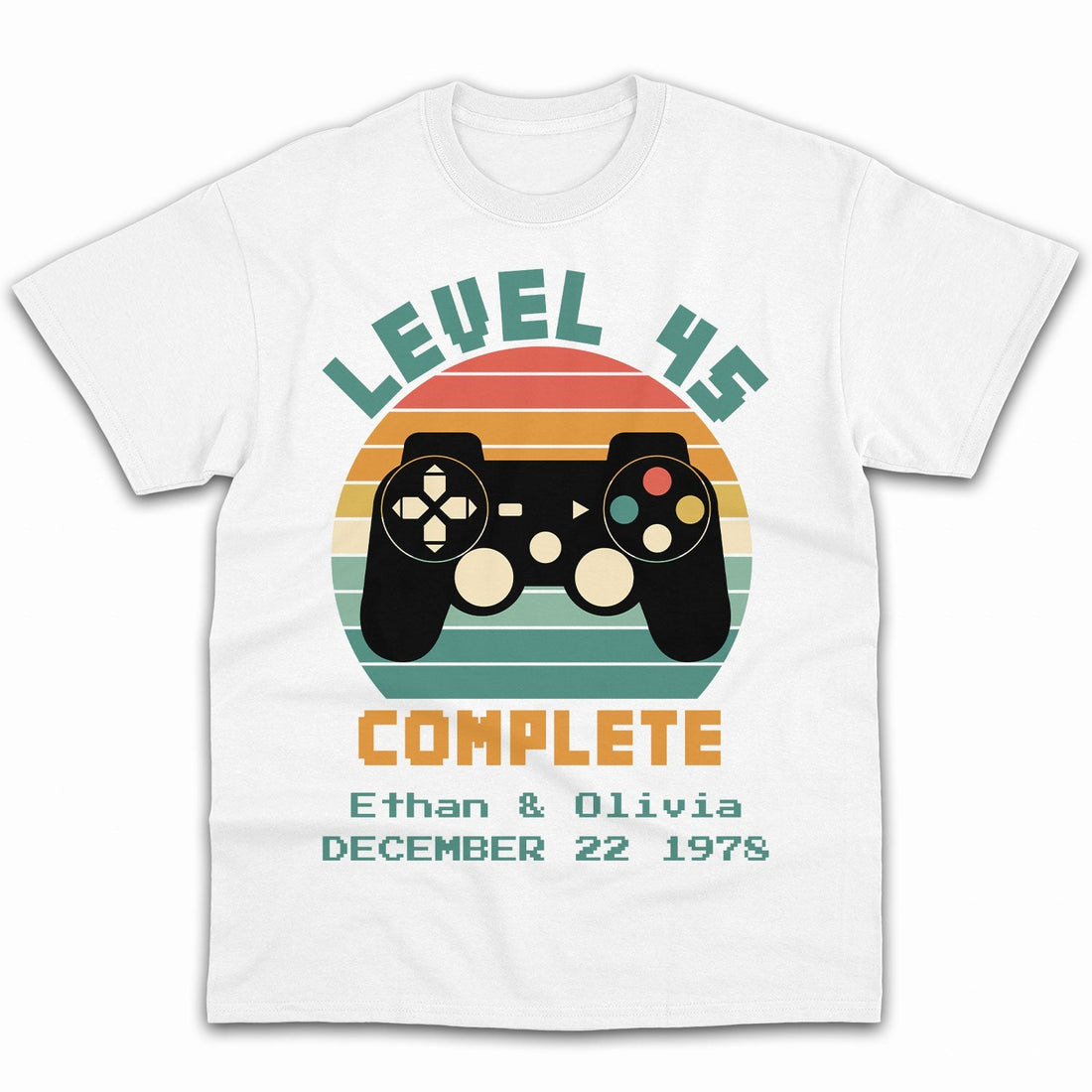 Level 45 Complete - Personalized 45 Year Anniversary gift for him for her - Custom Tshirt - Elizabeth Fashions
