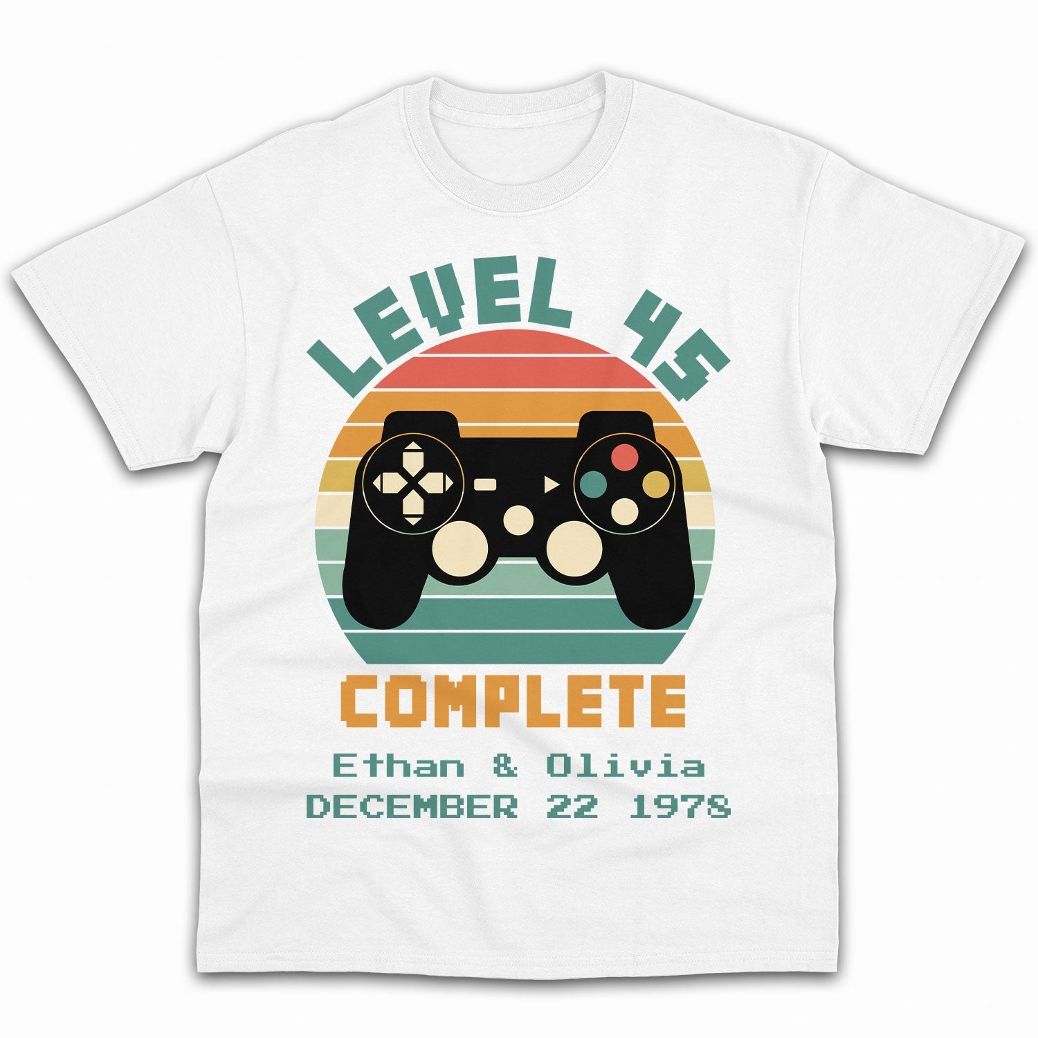 Level 45 Complete - Personalized 45 Year Anniversary gift for him for her - Custom Tshirt - Elizabeth Fashions