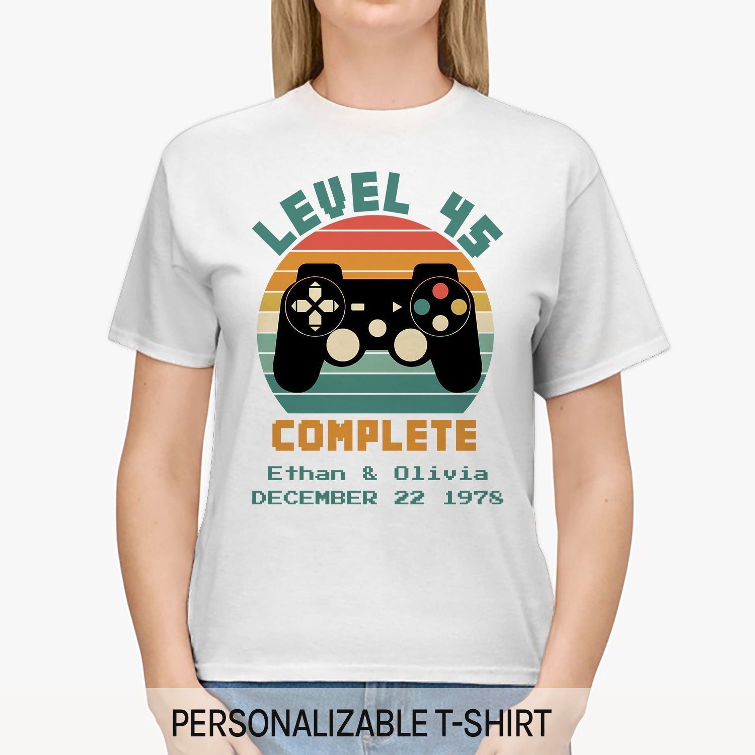 Level 45 Complete - Personalized 45 Year Anniversary gift for him for her - Custom Tshirt - Elizabeth Fashions