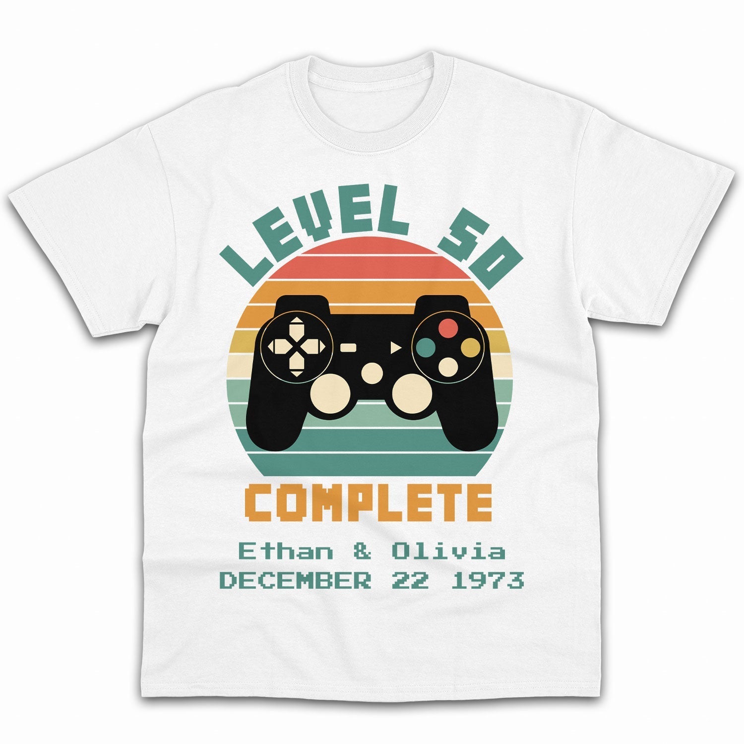 Level 50 Complete - Personalized 50 Year Anniversary gift for parents - Custom Tshirt - Elizabeth Fashions