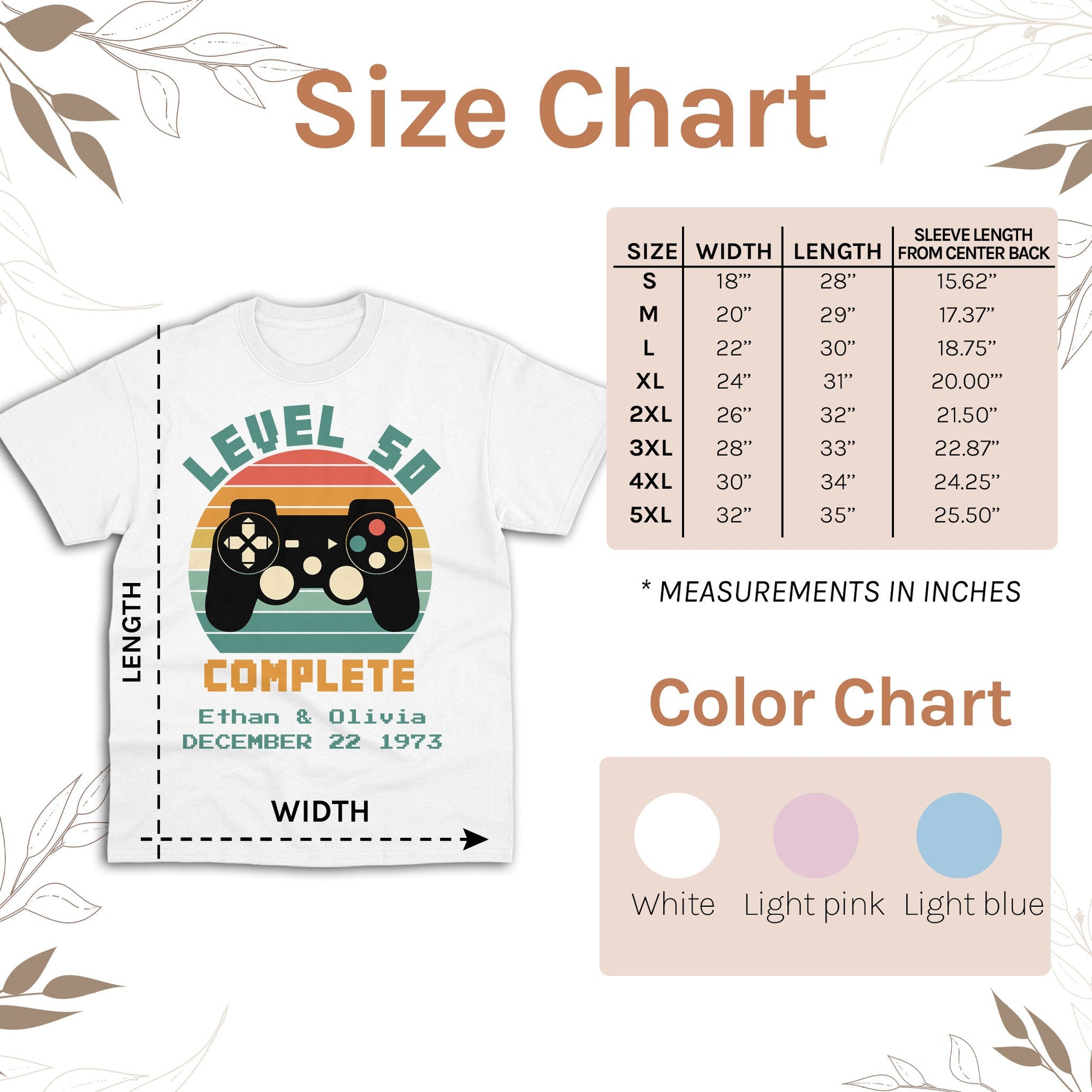 Level 50 Complete - Personalized 50 Year Anniversary gift for parents - Custom Tshirt - Elizabeth Fashions