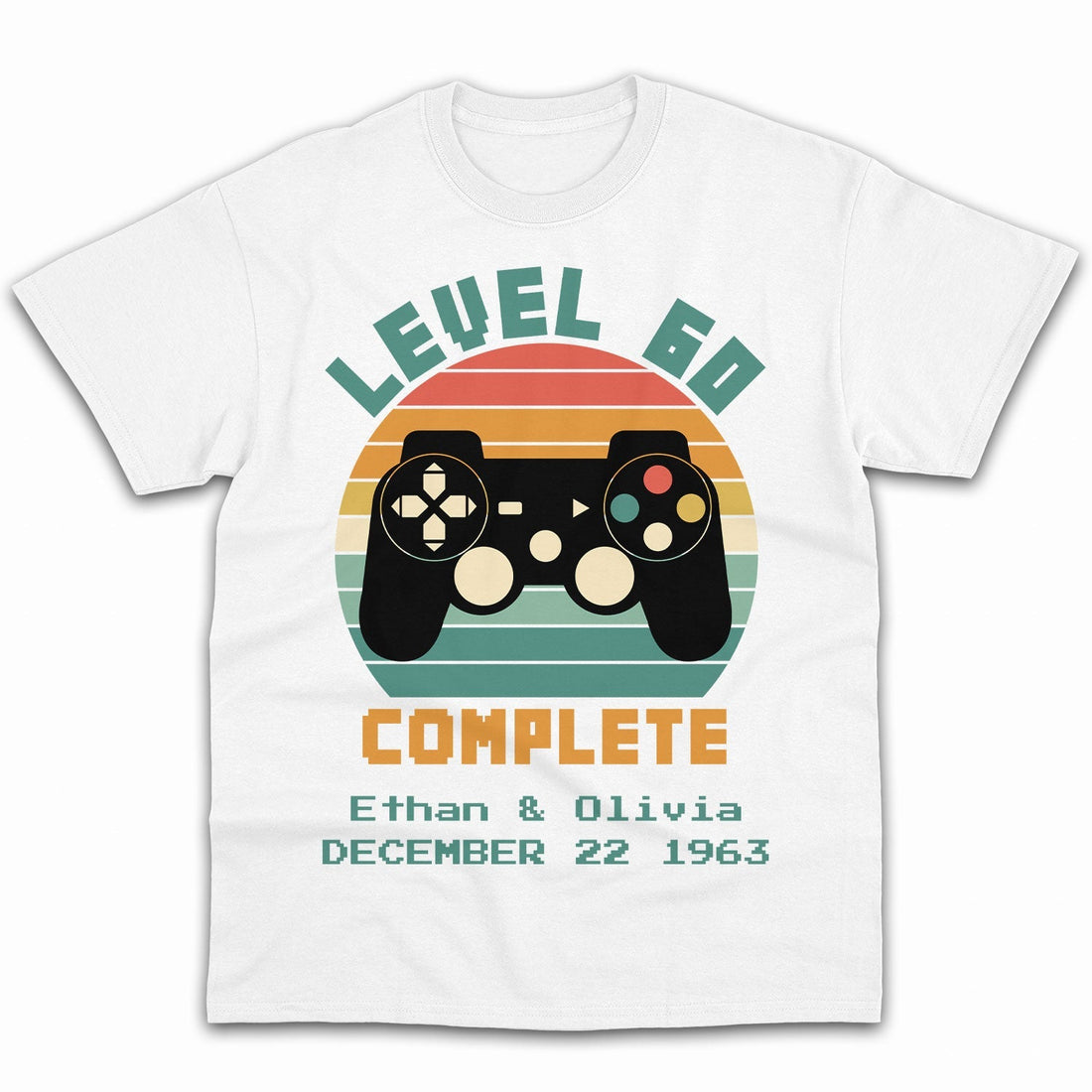 Level 60 Complete - Personalized 60 Year Anniversary gift for him for her - Custom Tshirt - Elizabeth Fashions