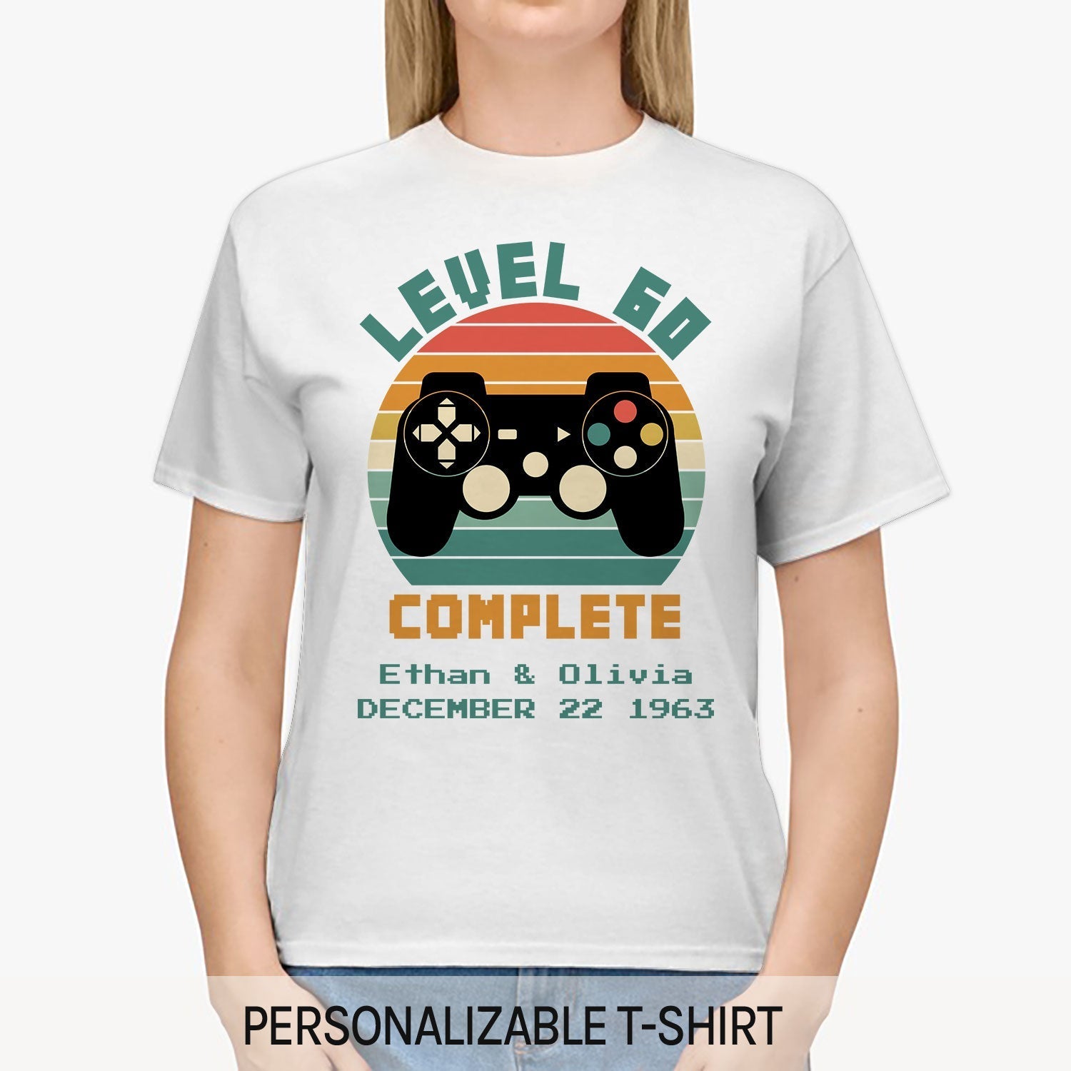 Level 60 Complete - Personalized 60 Year Anniversary gift for him for her - Custom Tshirt - Elizabeth Fashions