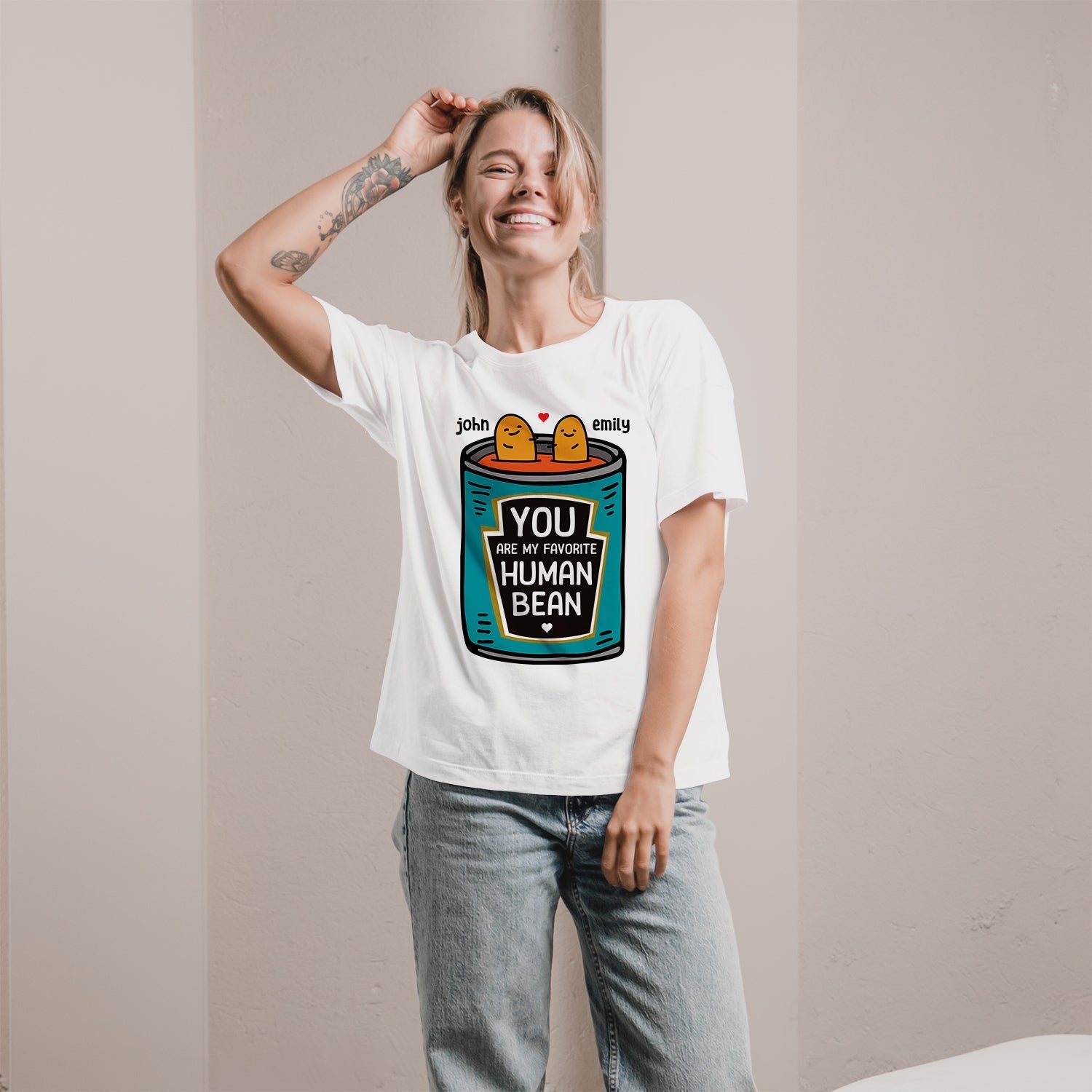 You Are My Favorite Human Bean - Personalized Anniversary or Valentine's Day gift for him for her - Custom Tshirt - Elizabeth Fashions