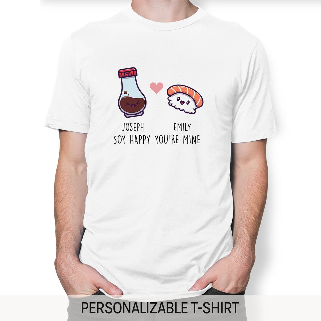 Soy Happy You're Mine - Personalized Anniversary or Valentine's Day gift for him for her - Custom Tshirt - Elizabeth Fashions