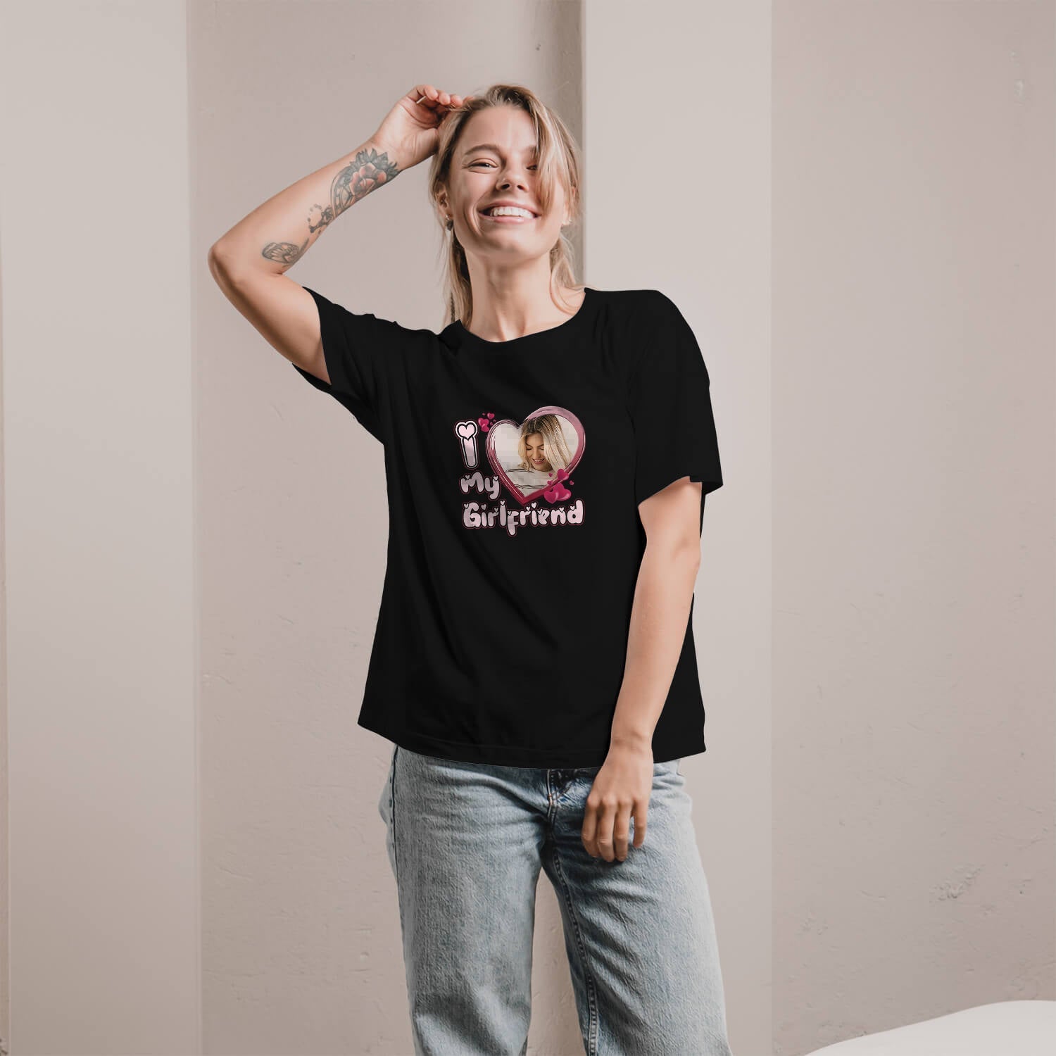 I Love My Girlfriend - Personalized Anniversary or Valentine's Day gift for Boyfriend - Custom Tshirt - Elizabeth Fashions