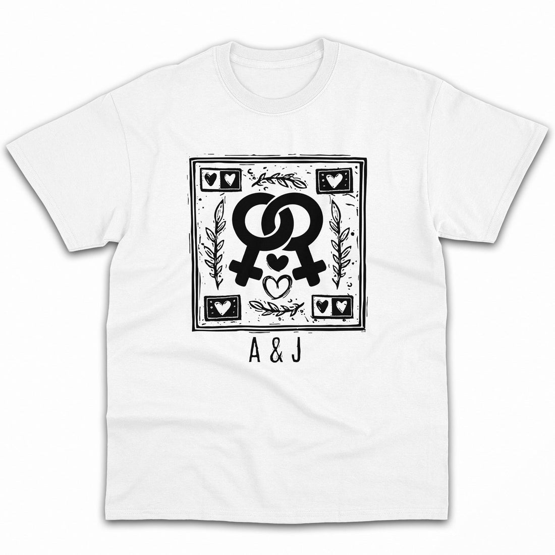 Sapphic Love - Personalized Anniversary or Valentine's Day gift for Lesbian Couple - Custom Tshirt - Elizabeth Fashions