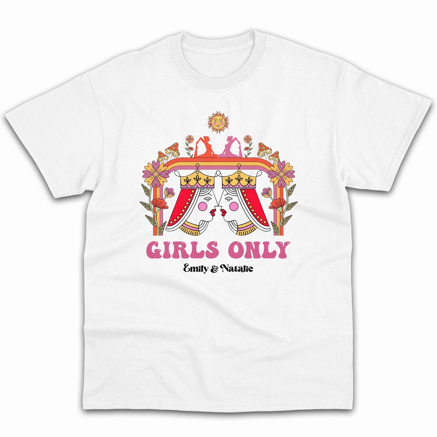 Girls Only - Personalized Anniversary or Valentine's Day gift for Lesbian Couple - Custom Tshirt - Elizabeth Fashions