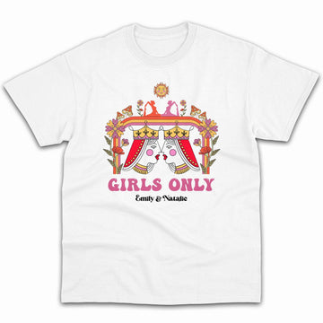 Girls Only - Personalized Anniversary or Valentine's Day gift for Lesbian Couple - Custom Tshirt - Elizabeth Fashions