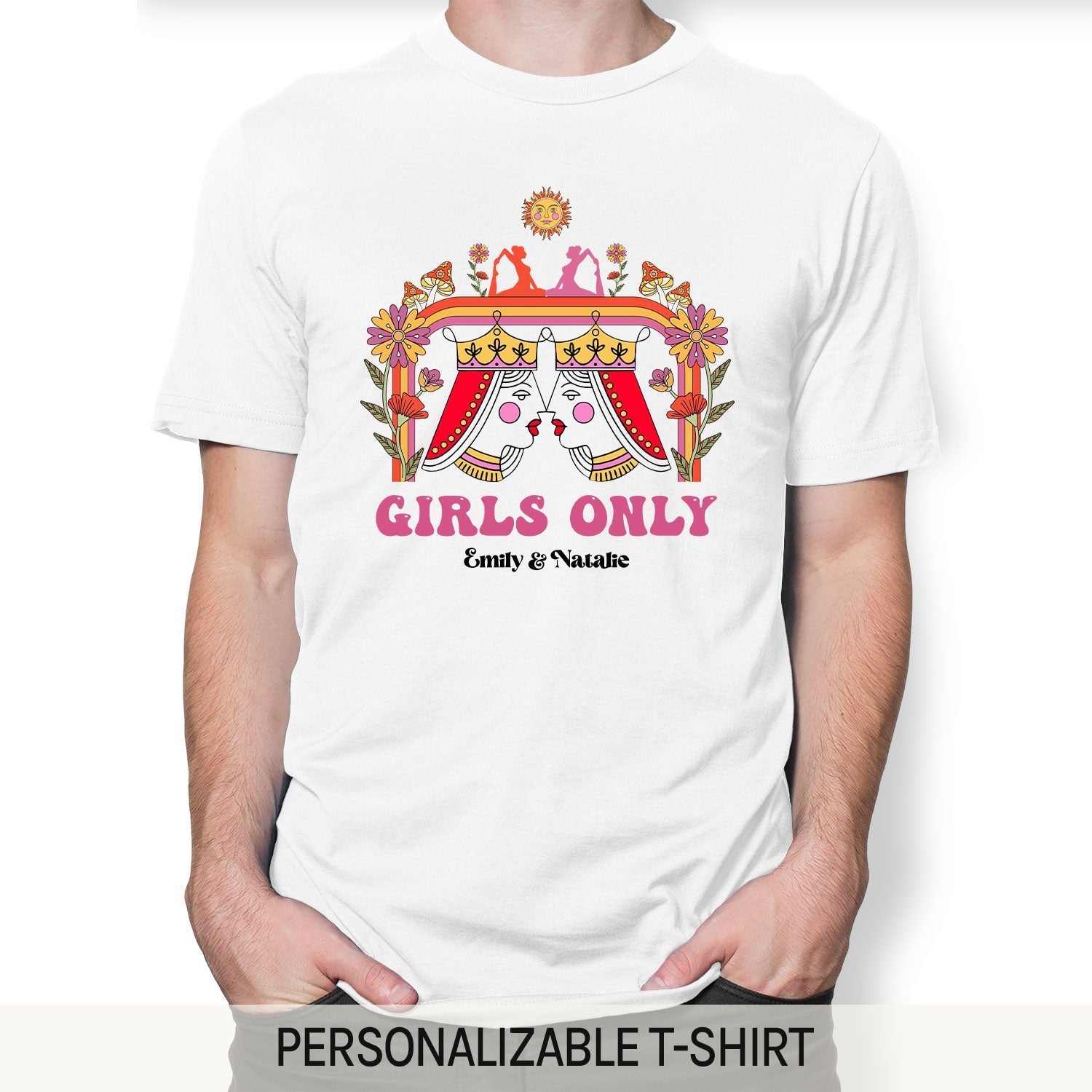 Girls Only - Personalized Anniversary or Valentine's Day gift for Lesbian Couple - Custom Tshirt - Elizabeth Fashions