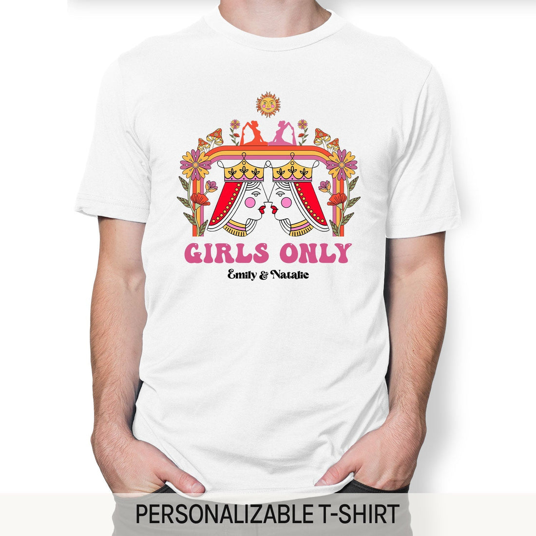 Girls Only - Personalized Anniversary or Valentine's Day gift for Lesbian Couple - Custom Tshirt - Elizabeth Fashions