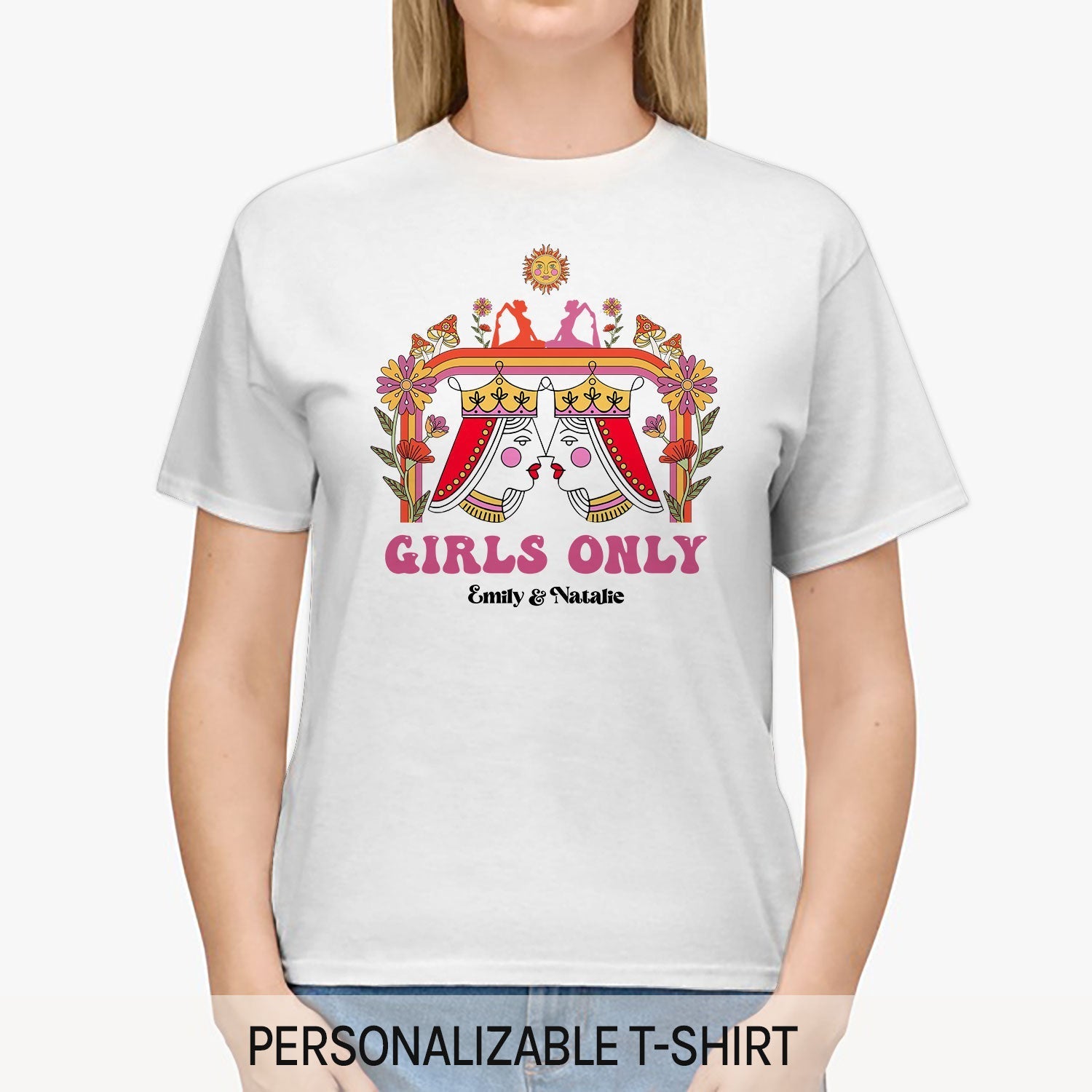 Girls Only - Personalized Anniversary or Valentine's Day gift for Lesbian Couple - Custom Tshirt - Elizabeth Fashions