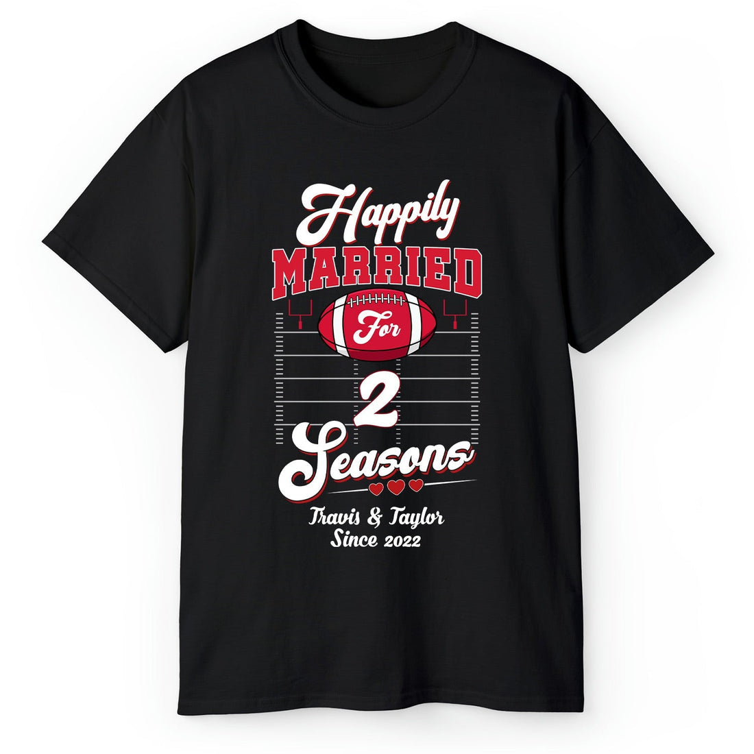 Happily Married - Personalized 2 Year Anniversary gift For Husband or Wife - Custom Tshirt - Elizabeth Fashions