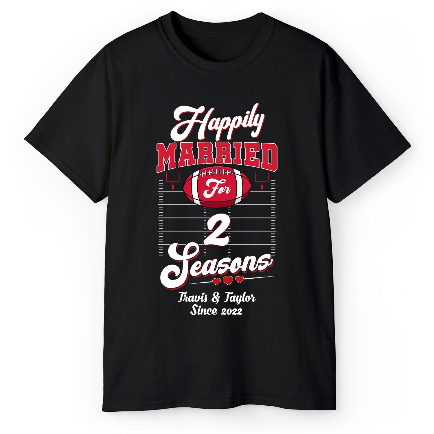 Happily Married - Personalized 2 Year Anniversary gift For Husband or Wife - Custom Tshirt - Elizabeth Fashions