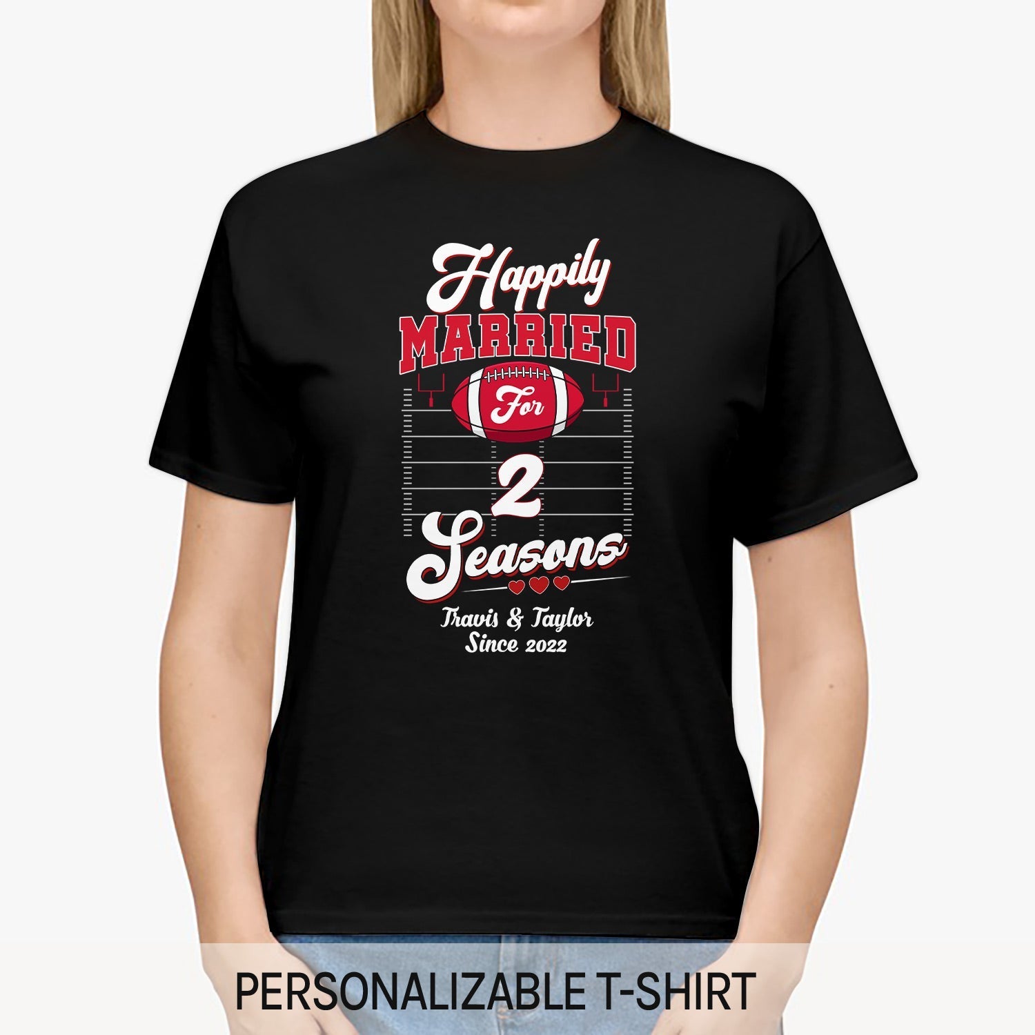 Happily Married - Personalized 2 Year Anniversary gift For Husband or Wife - Custom Tshirt - Elizabeth Fashions