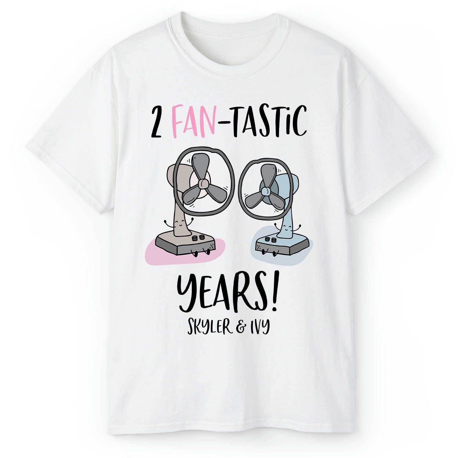 2 Fan-tastic Years - Personalized 2 Year Anniversary gift For Husband or Wife - Custom Tshirt - Elizabeth Fashions