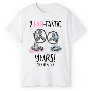 2 Fan-tastic Years - Personalized 2 Year Anniversary gift For Husband or Wife - Custom Tshirt - Elizabeth Fashions