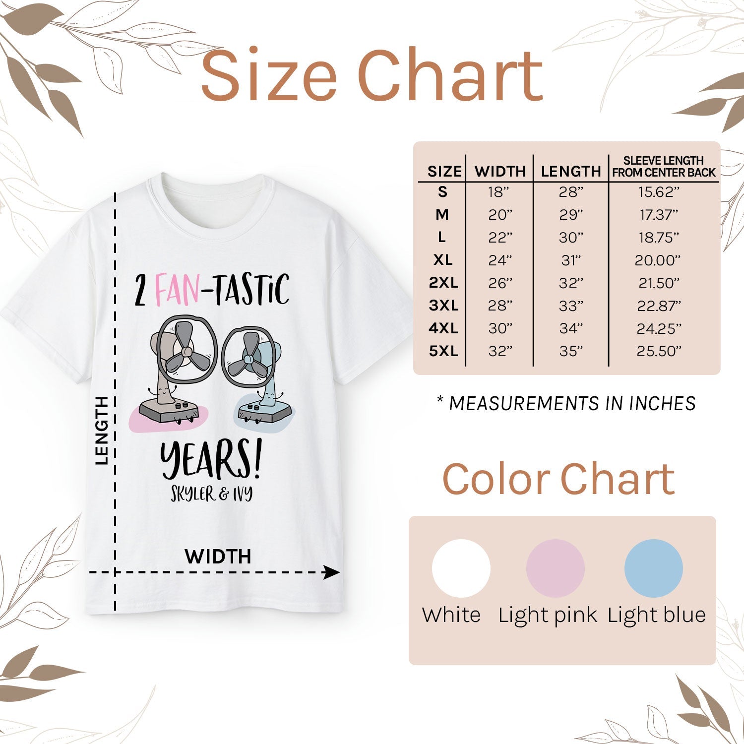 2 Fan-tastic Years - Personalized 2 Year Anniversary gift For Husband or Wife - Custom Tshirt - Elizabeth Fashions