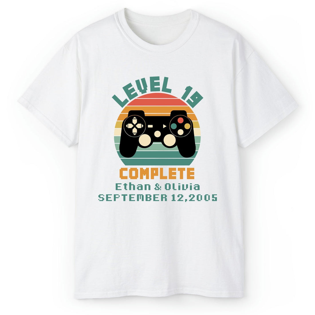 Level 19 Complete - Personalized 19 Year Anniversary gift For Husband or Wife - Custom T-shirt - Elizabeth Fashions