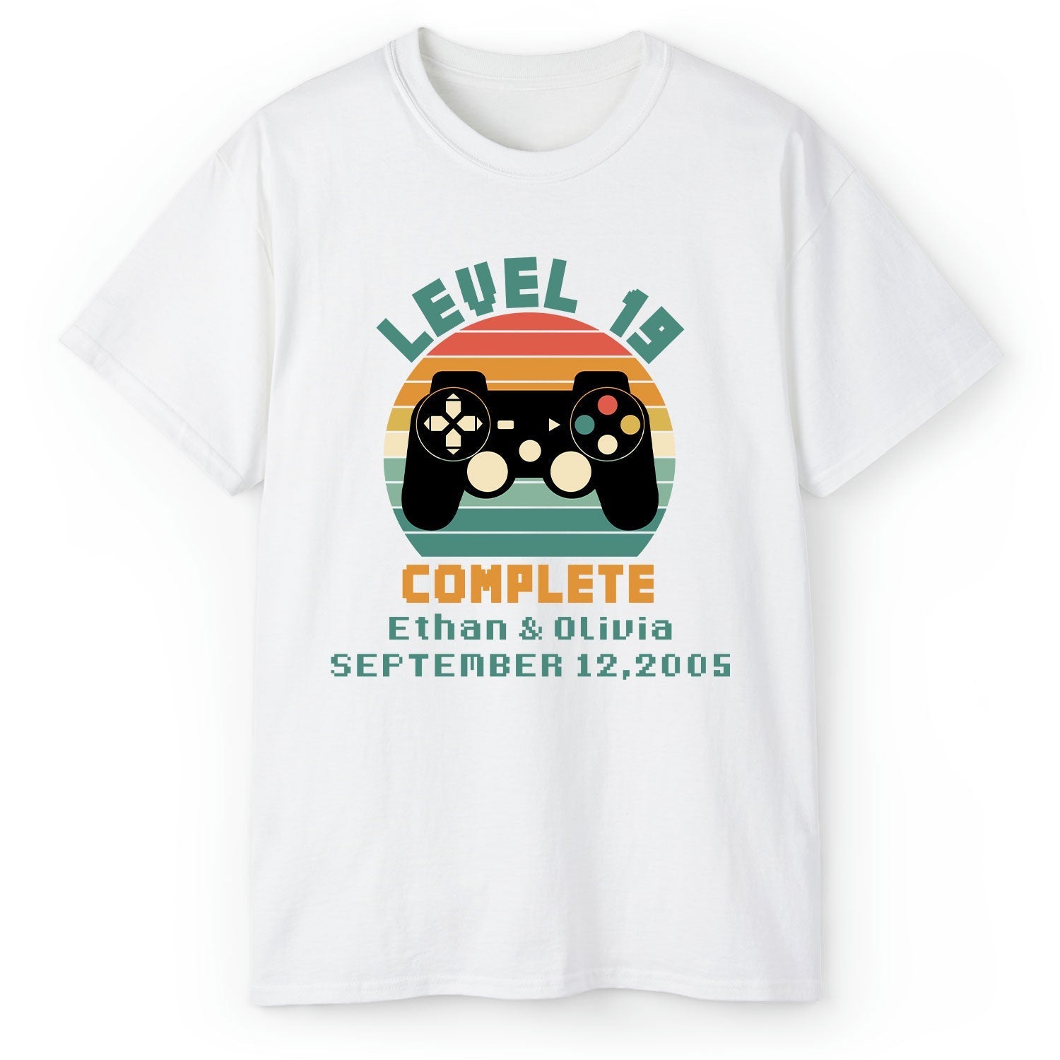Level 19 Complete - Personalized 19 Year Anniversary gift For Husband or Wife - Custom T-shirt - Elizabeth Fashions
