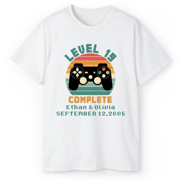 Level 19 Complete - Personalized 19 Year Anniversary gift For Husband or Wife - Custom T-shirt - Elizabeth Fashions