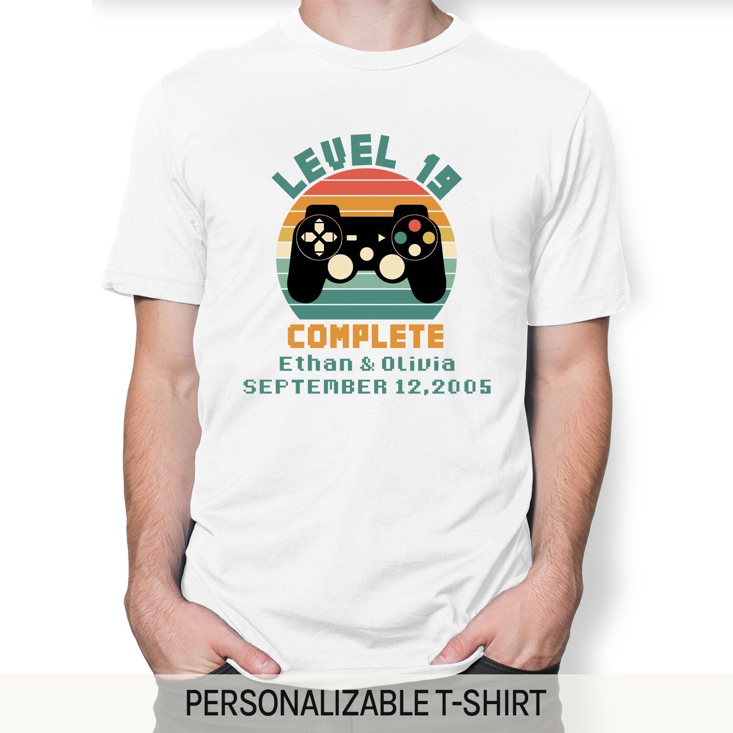 Level 19 Complete - Personalized 19 Year Anniversary gift For Husband or Wife - Custom T-shirt - Elizabeth Fashions