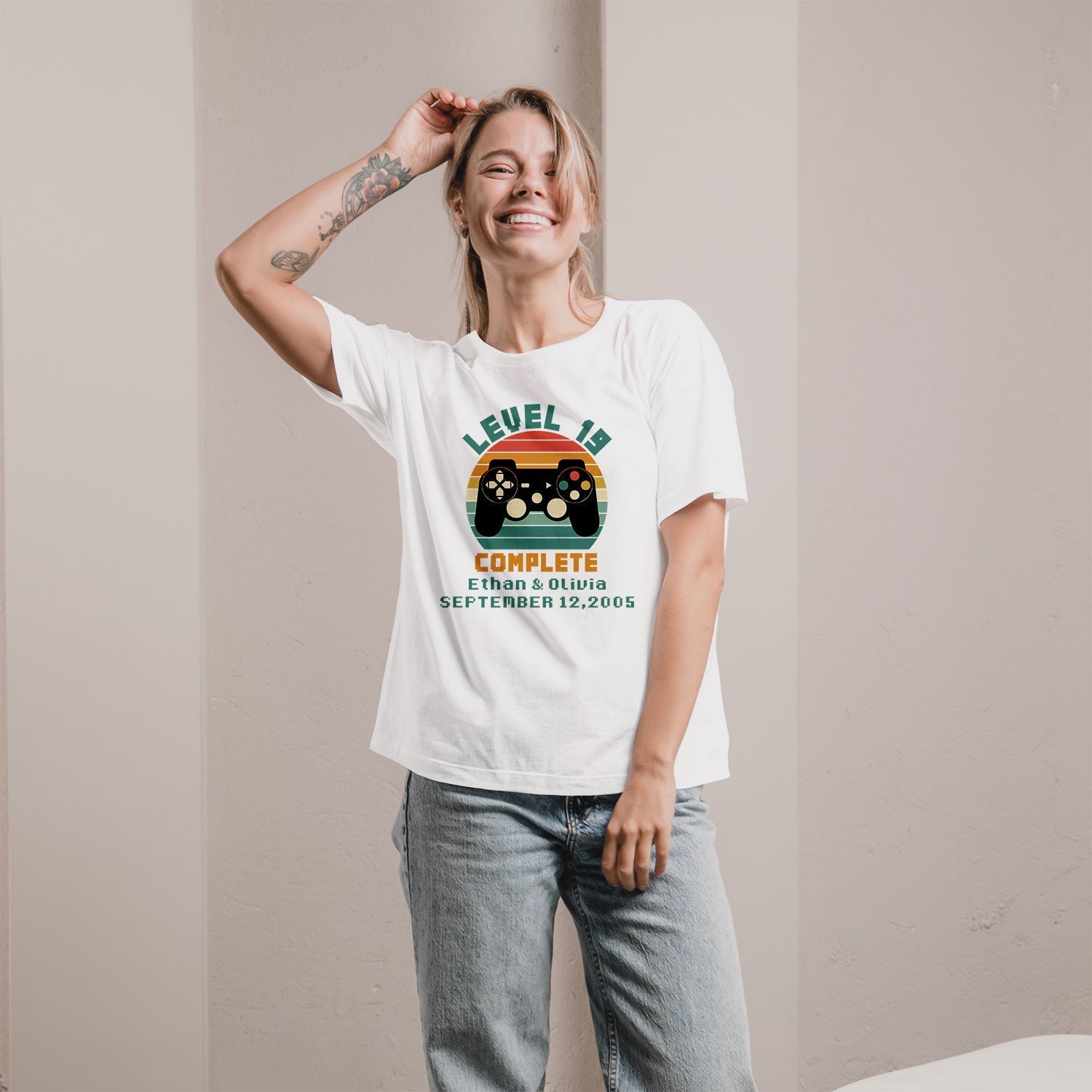 Level 19 Complete - Personalized 19 Year Anniversary gift For Husband or Wife - Custom T-shirt - Elizabeth Fashions