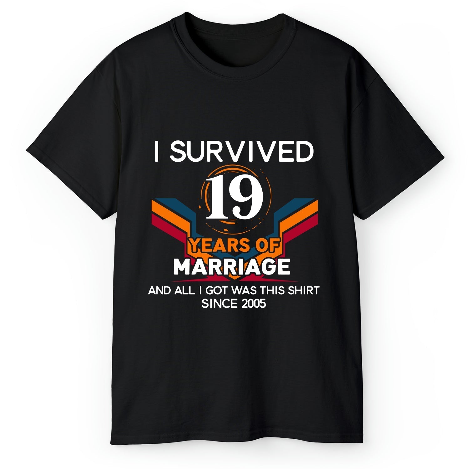 I Survived 19 Years Of Marriage - Personalized 19 Year Anniversary gift For Husband or Wife - Custom Tshirt - Elizabeth Fashions