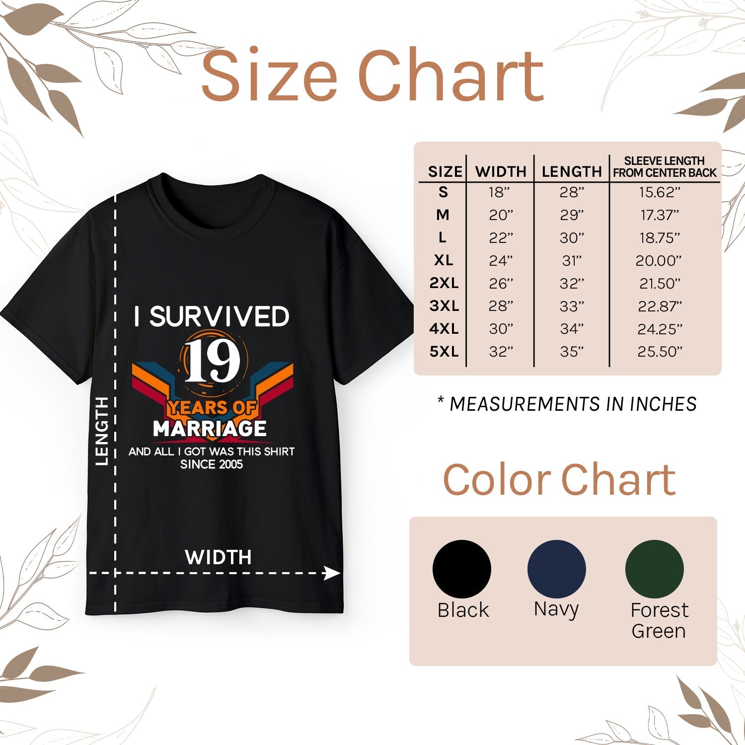 I Survived 19 Years Of Marriage - Personalized 19 Year Anniversary gift For Husband or Wife - Custom Tshirt - Elizabeth Fashions