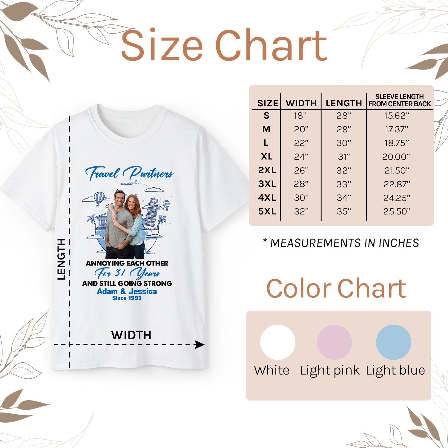 Travel Partners - Personalized 31 Year Anniversary gift For Parents, Husband or Wife - Custom Tshirt - Elizabeth Fashions