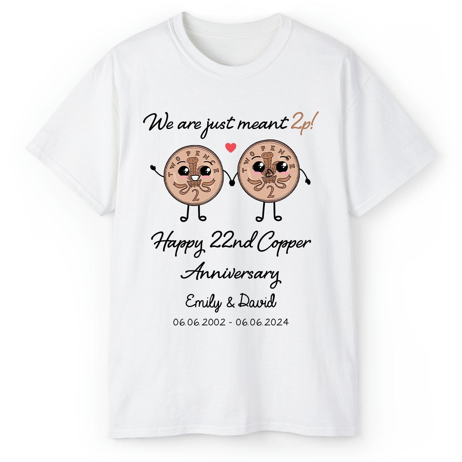 We Are Just Meant 2p - Personalized 22 Year Anniversary gift For Husband or Wife - Custom Tshirt - Elizabeth Fashions