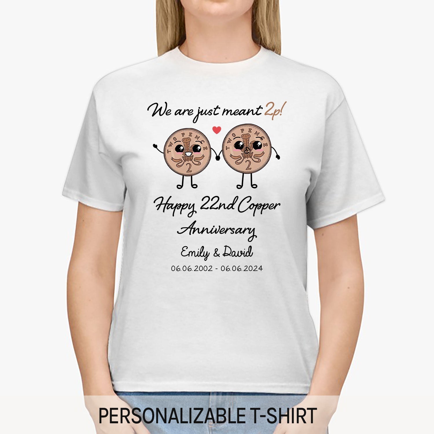 We Are Just Meant 2p - Personalized 22 Year Anniversary gift For Husband or Wife - Custom Tshirt - Elizabeth Fashions