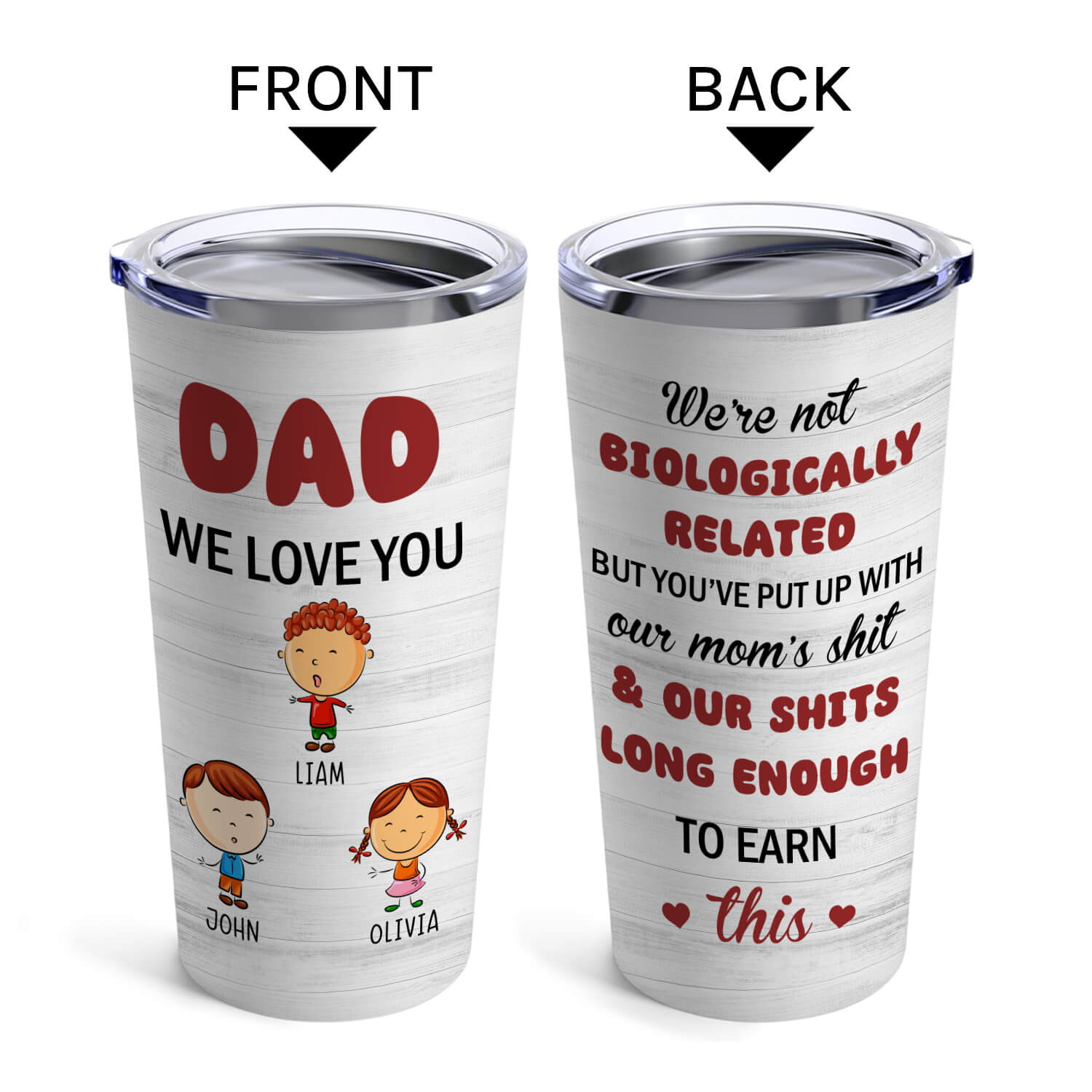 Dad We Love You - Personalized Father's Day, Birthday or Christmas gift For Step Dad - Custom Tumbler - Elizabeth Fashions
