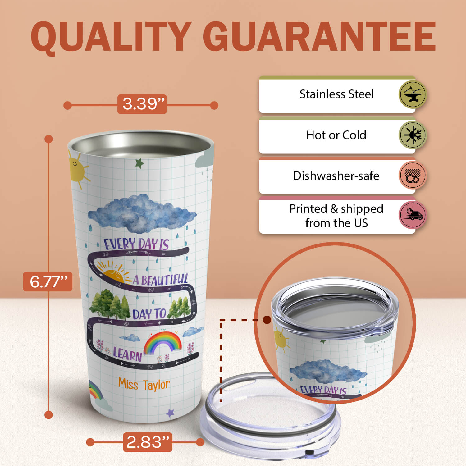 Everyday Is A Beautiful Day To Learn - Personalized Teacher's Day, Birthday or Christmas gift For Special Education Teacher - Custom Tumbler - Elizabeth Fashions