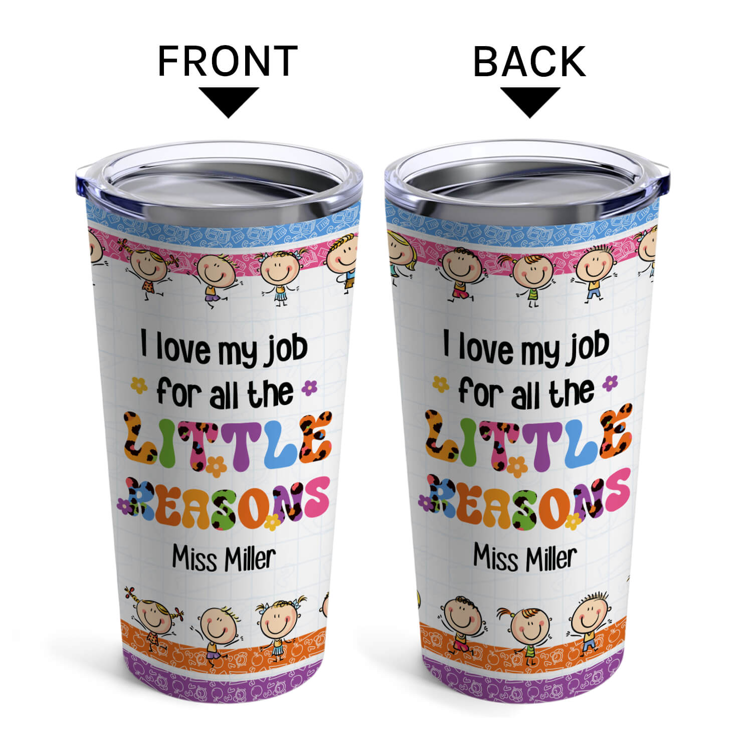 Love My Job For All The Little Reasons - Personalized Teacher's Day, Birthday or Christmas gift For Teacher or Daycare Teacher - Custom Tumbler - Elizabeth Fashions