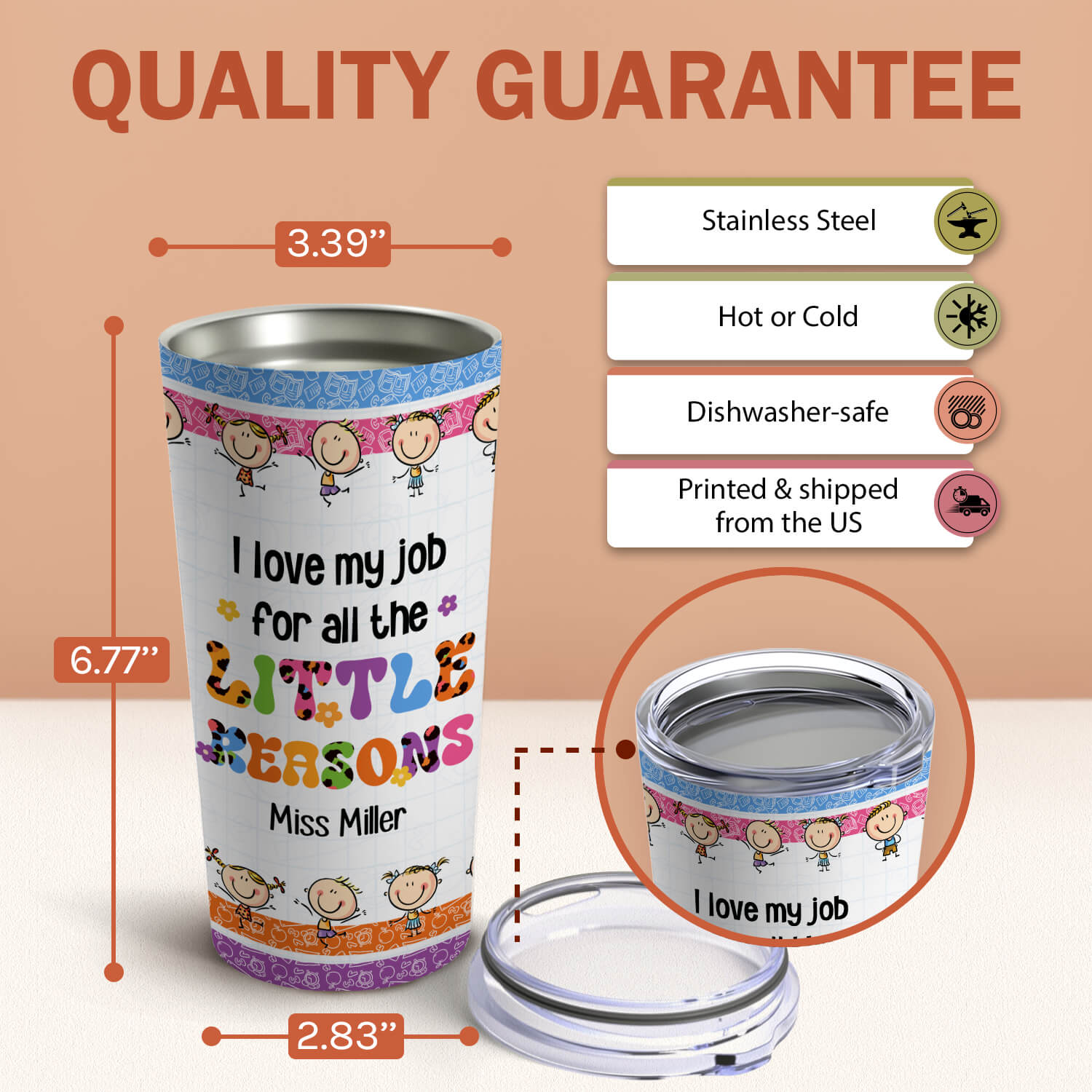 Love My Job For All The Little Reasons - Personalized Teacher's Day, Birthday or Christmas gift For Teacher or Daycare Teacher - Custom Tumbler - Elizabeth Fashions